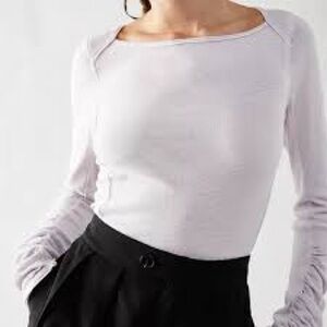 Free People Light lavender Lizzy Long Sleeve Top size L layering hygge